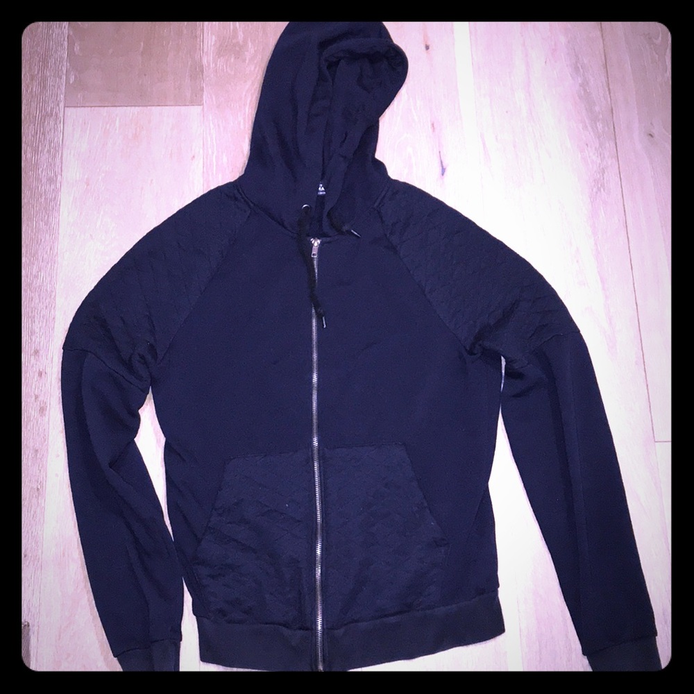 Topman blue hoodie with quilted detail